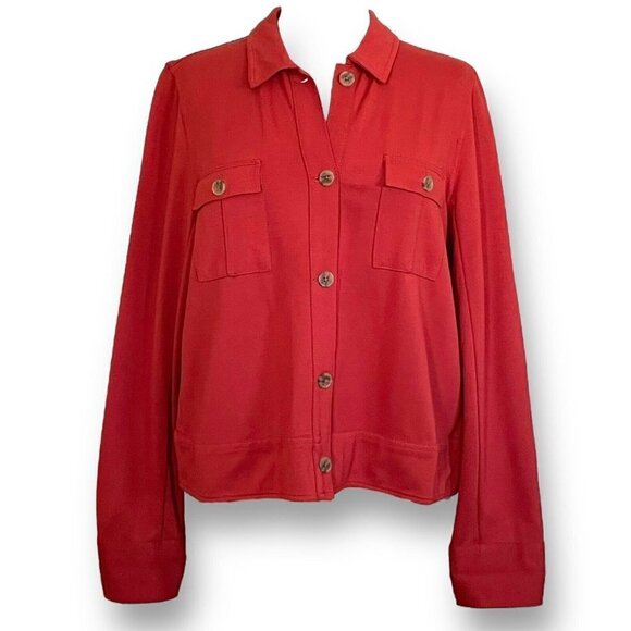 J Jill Wearever Collection Womens Double Face Jersey Jacket Sz M Terracotta Coat - Picture 2 of 7